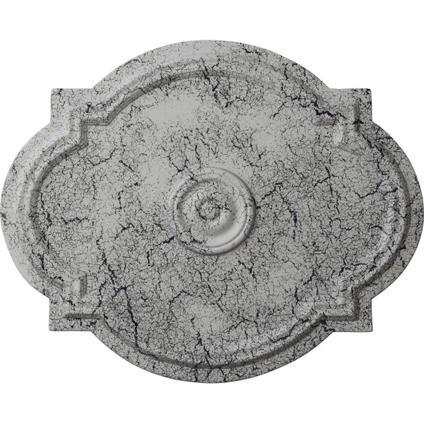 Ekena Millwork Waltz Ceiling Medallion (Canopies up to 4 1/2"), 21 1/4"W x 17 3/8"H x 1"P, Ultra Pure White Crackle CM21WAUWC - main
